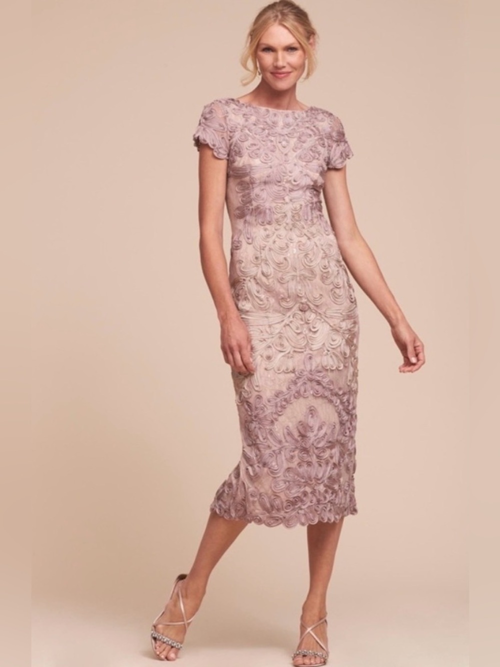 JS Collections Santiago Soutache Mesh Midi Dress Gown Size 2
